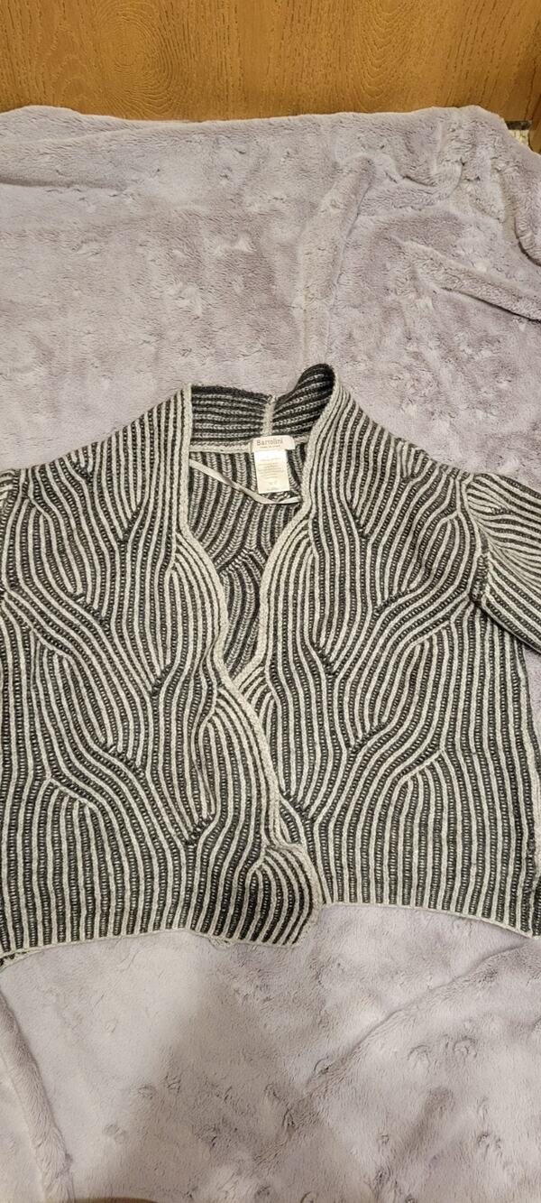 Bartolini Merino Wool Cashmere Blend Open Front Striped Cardigan Made in Italy M